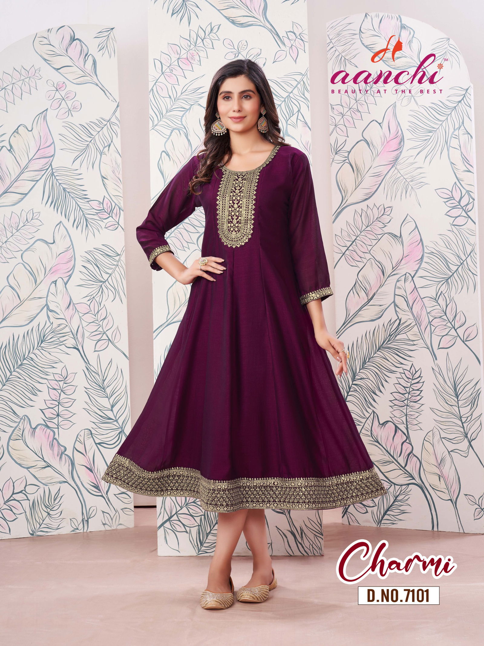 Charmi By Aanchi Vichitra Embroidered Anarkali Kurtis Wholesale Market In Surat
